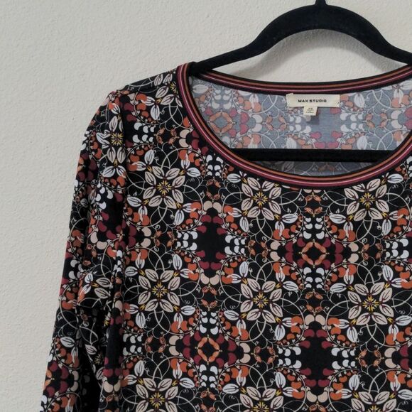 Max Studio Black & Rust Geometric Dress - Picture 3 of 7